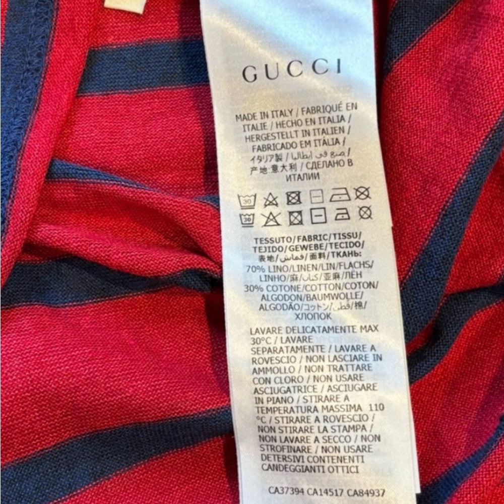 Gucci Red and Navy Striped Tee - Picture 5 of 5